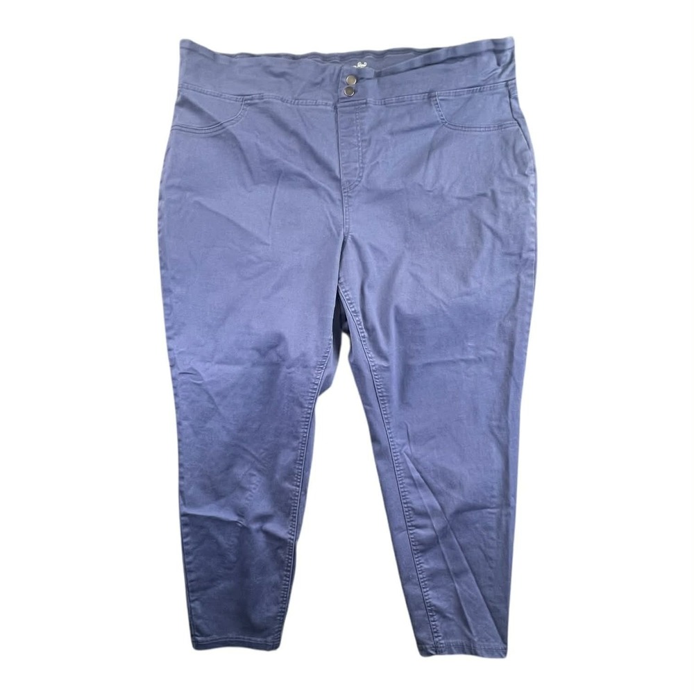 Terra Sky Womens Plus Size 2X 20W 22W Blue‎ Denim Stretch Pants Elastic Waist